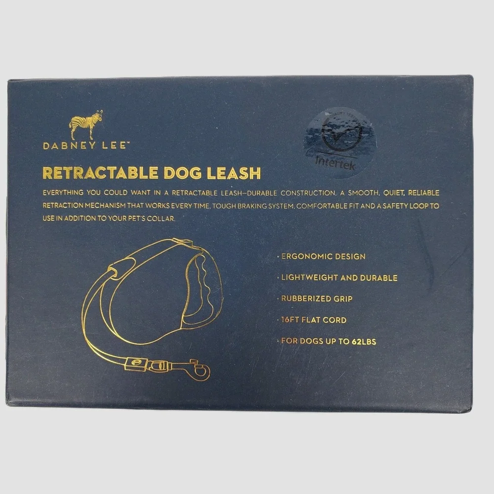Dabney Lee Retractable Dog Leash Black White‎ Striped 16ft Up to 62lbs New